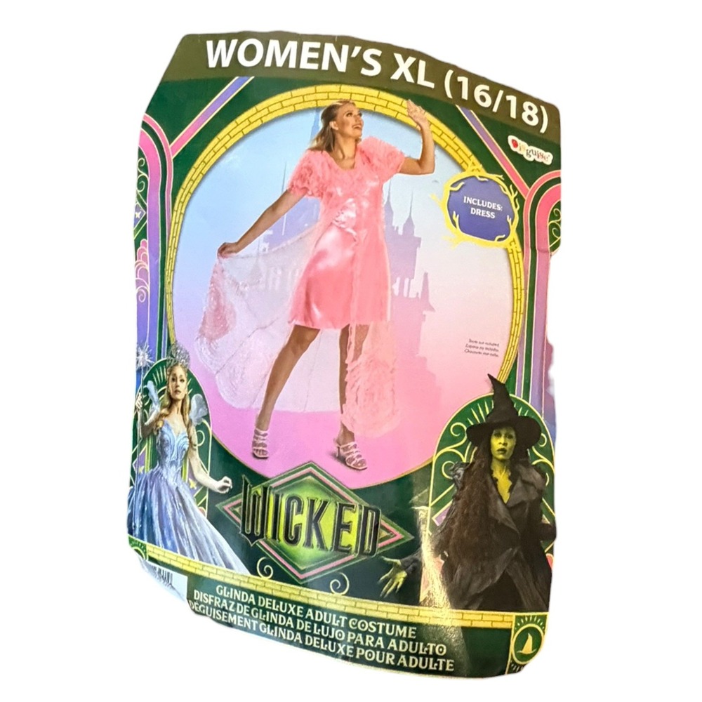 Glinda Popular Dress Deluxe Wicked Movie Dress Up Halloween Adult Costume XL
